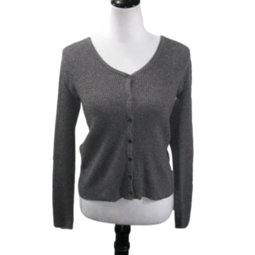 COVINGTON Gray Ribbed Cardigan Size Small